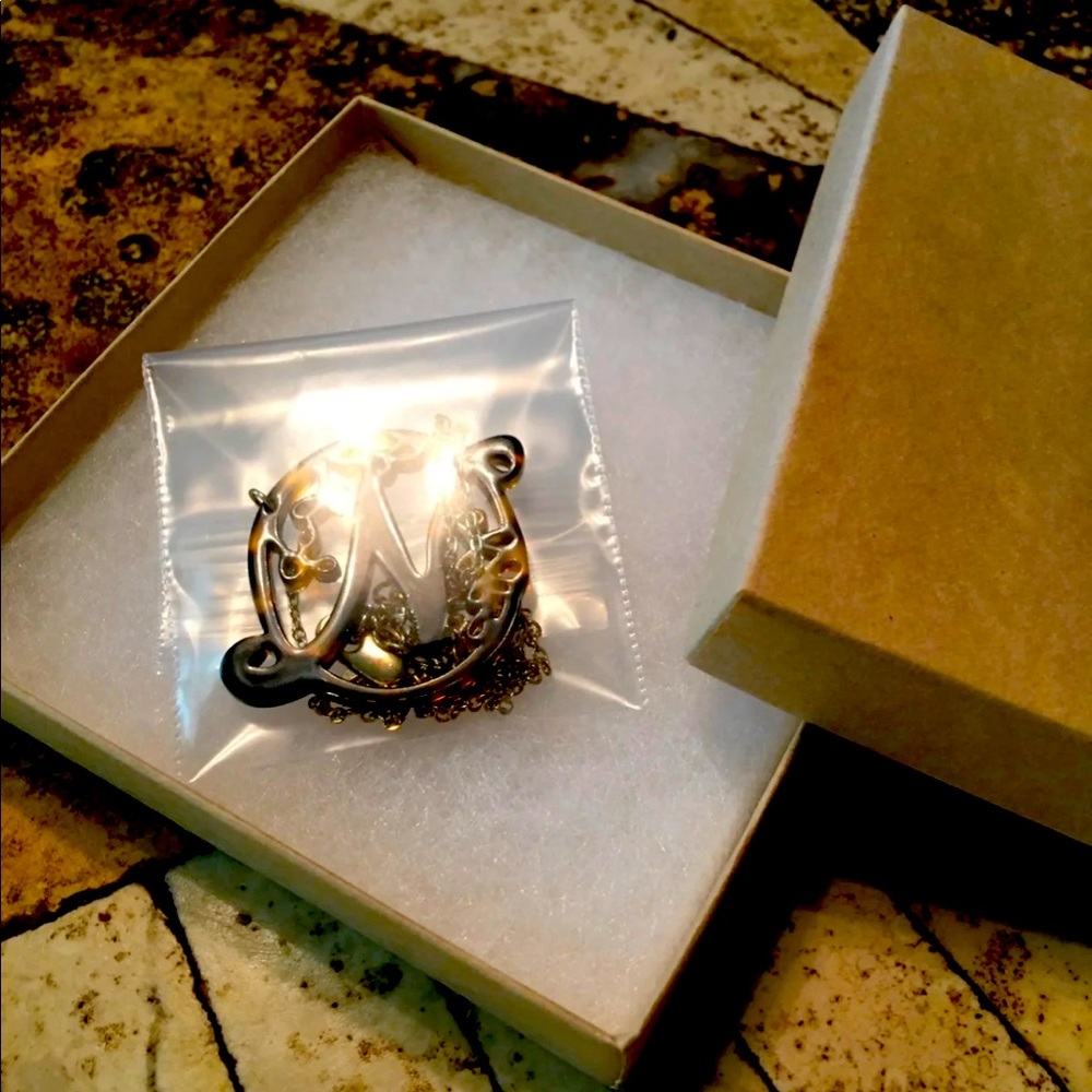 Animal print N initial necklace